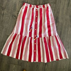 Nwt J.Crew korkor poplin cotton stripped red white midi skirt w/pockets medium